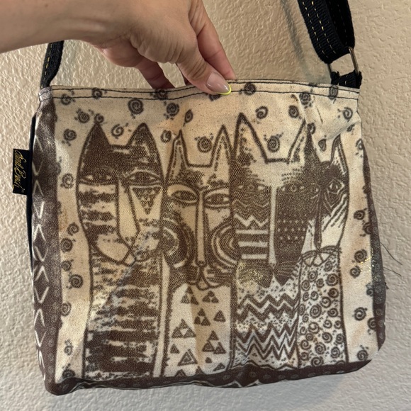 Laurel Burch Wild Cat Family Metallic Gold SPARKLE Crossbody Bag - Picture 1 of 7